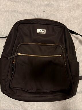 kate spade black nylon backpack with gold hardware